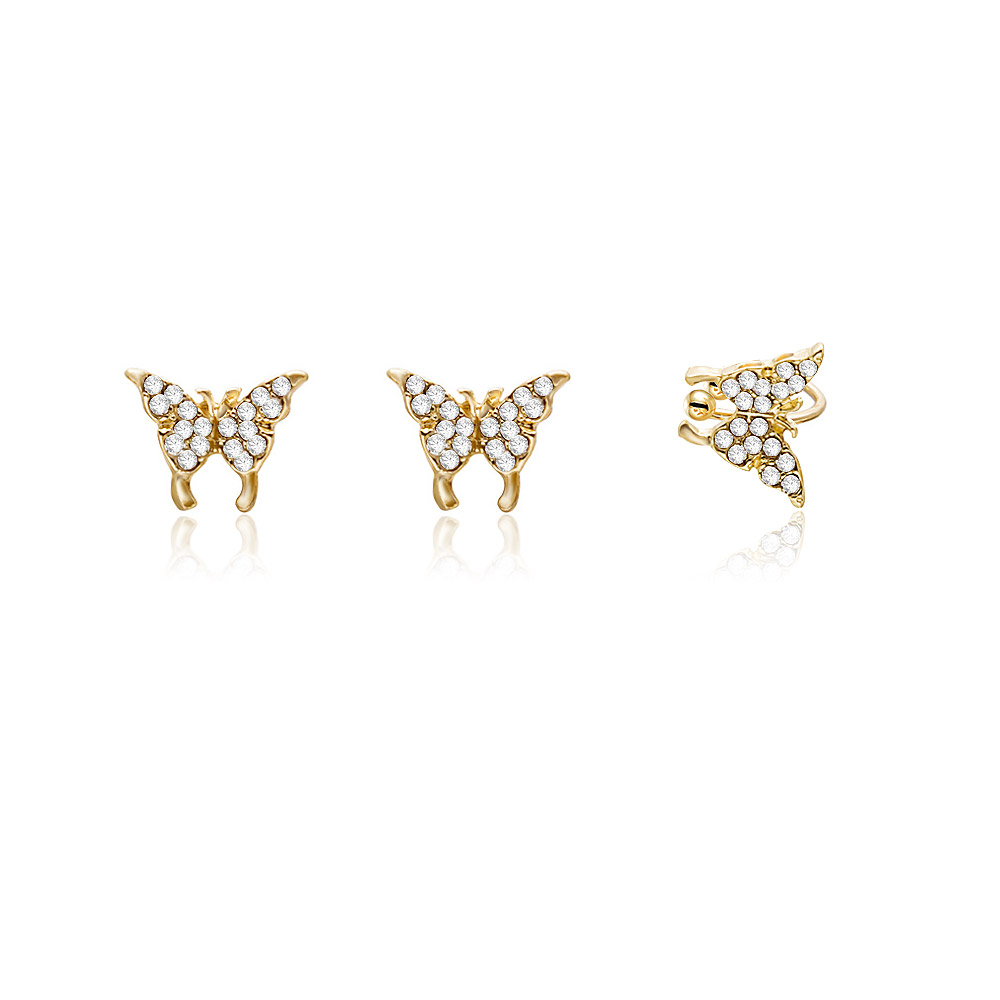 Minimalist Butterfly Ear Cuff And 2pcs Post Earring